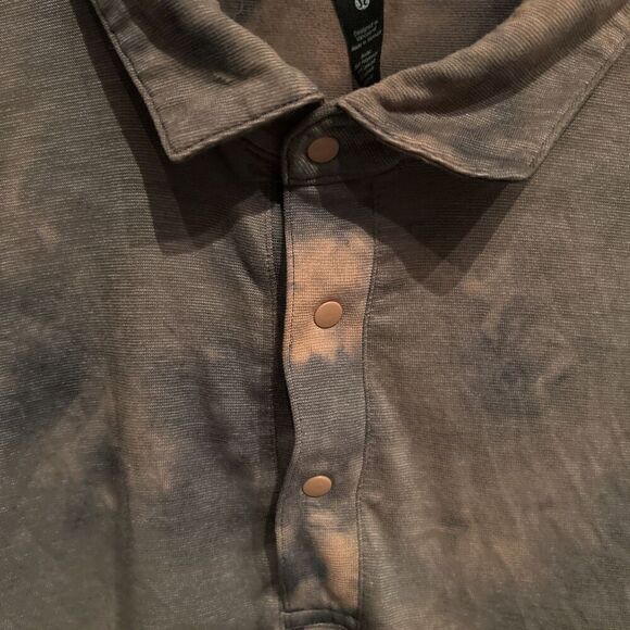 Lululemon Mens Medium Orange Tie Dye Snap Button Polo Shirt - Picture 3 of 6